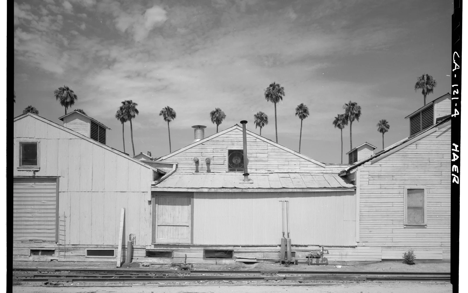Rear elevation of the National Orange Company Packing House in Riverside, representing Orange County's industrial agricultural heritage